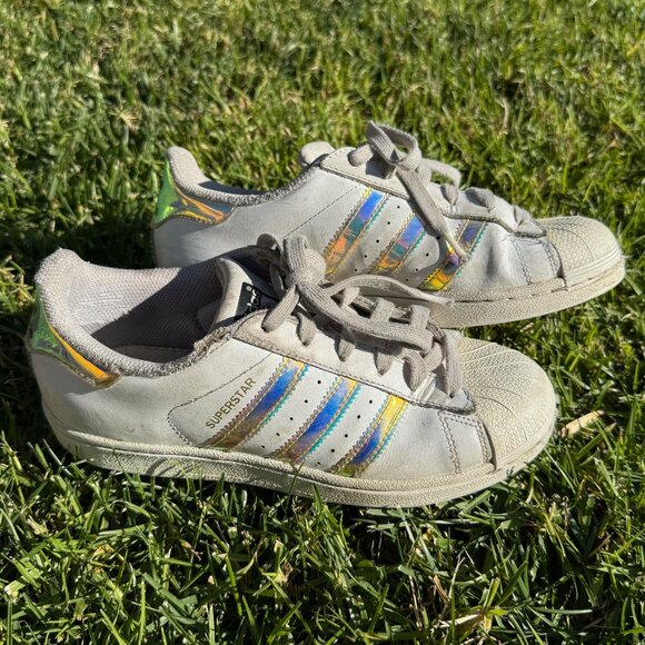 Adidas Superstar Iridescent Stripe Low Top Lace Up Big Kid 5US - Picture 8 of 12